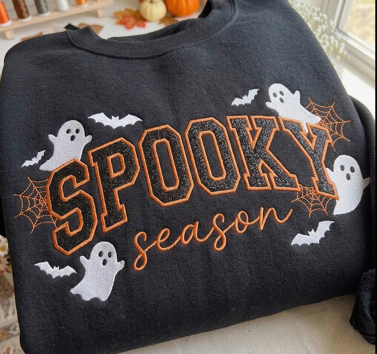 Spooky Appliqué Embroidered Sweatshirt