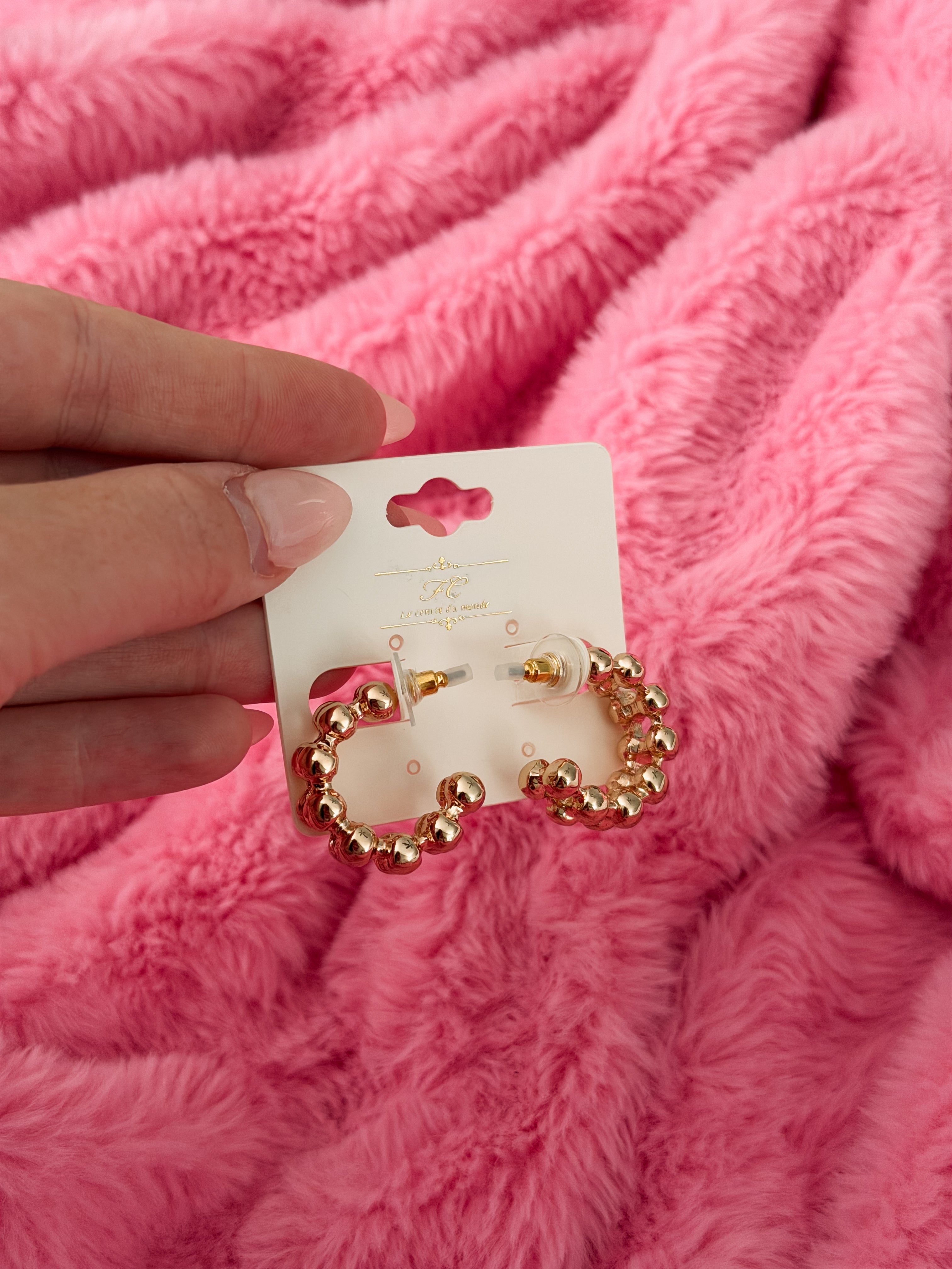 Double Beaded Hoop - GOLD