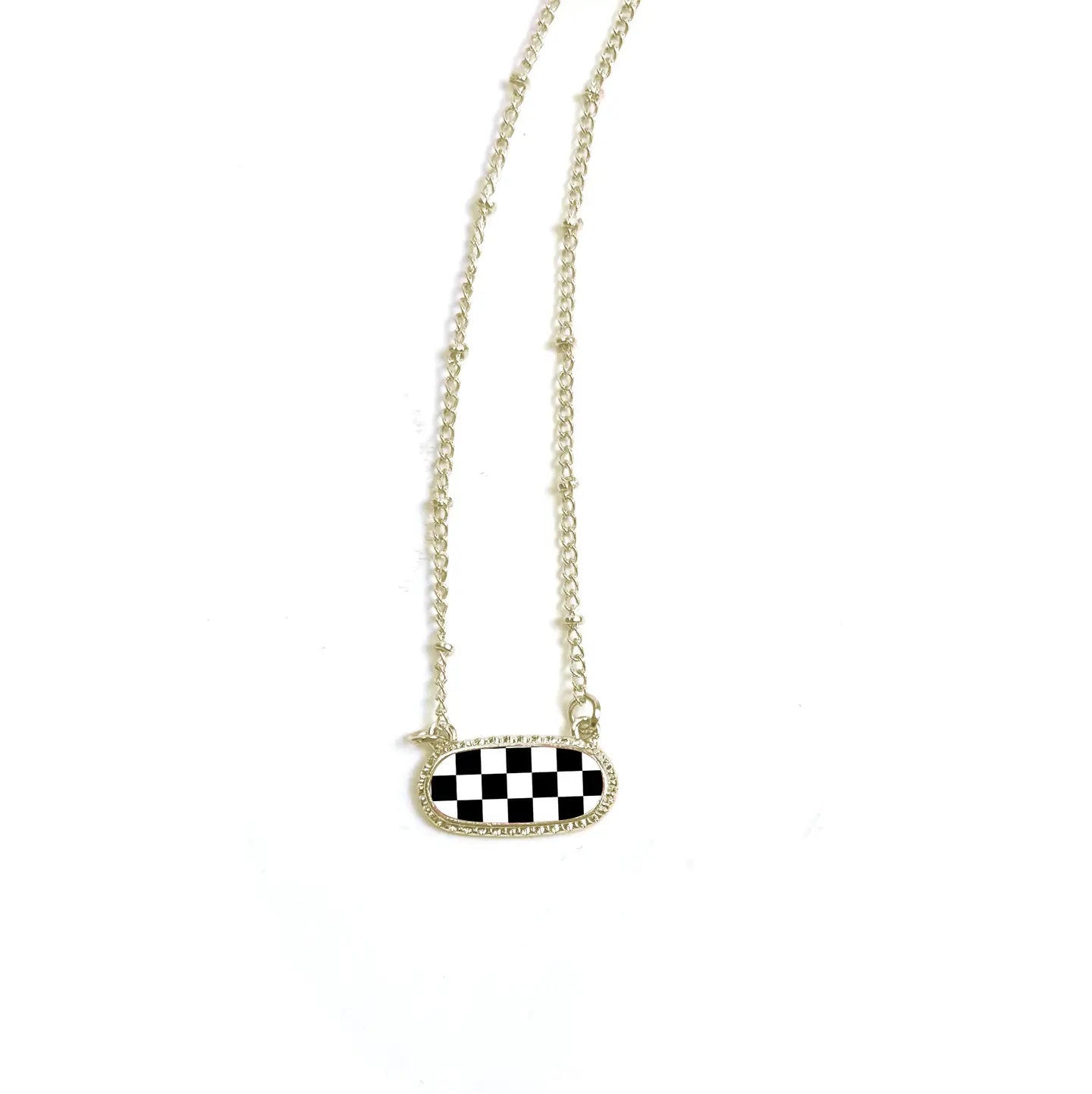 Checkerboard Pendant Necklace
